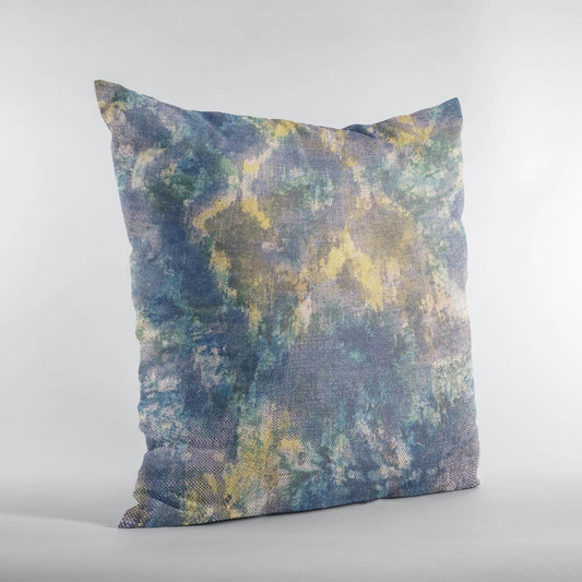 Plutus Blue Green Yellow Aquamarine Sunrise Abstract Luxury Throw Pillow - Plutus Brands