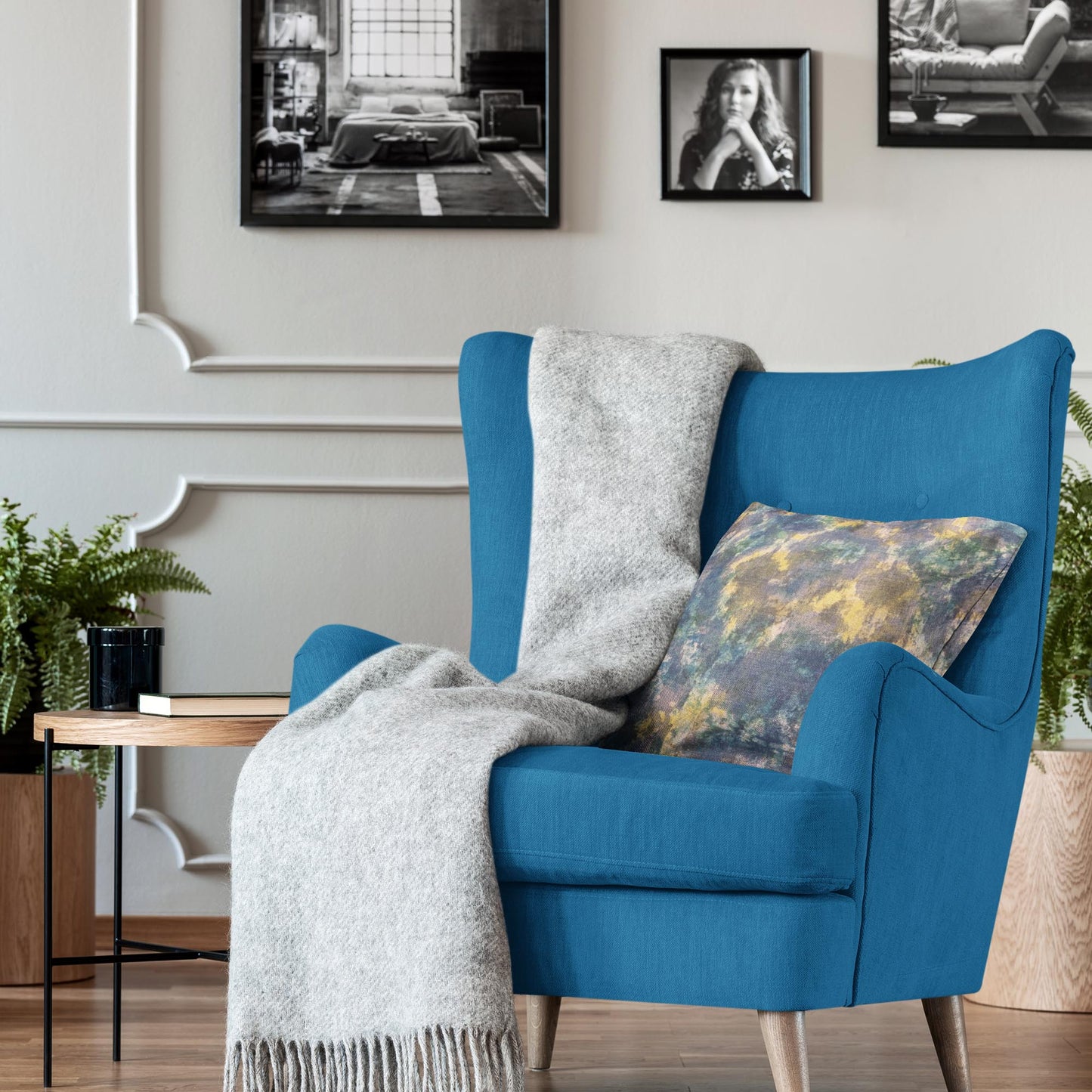 Plutus Blue Green Yellow Aquamarine Sunrise Abstract Luxury Throw Pillow