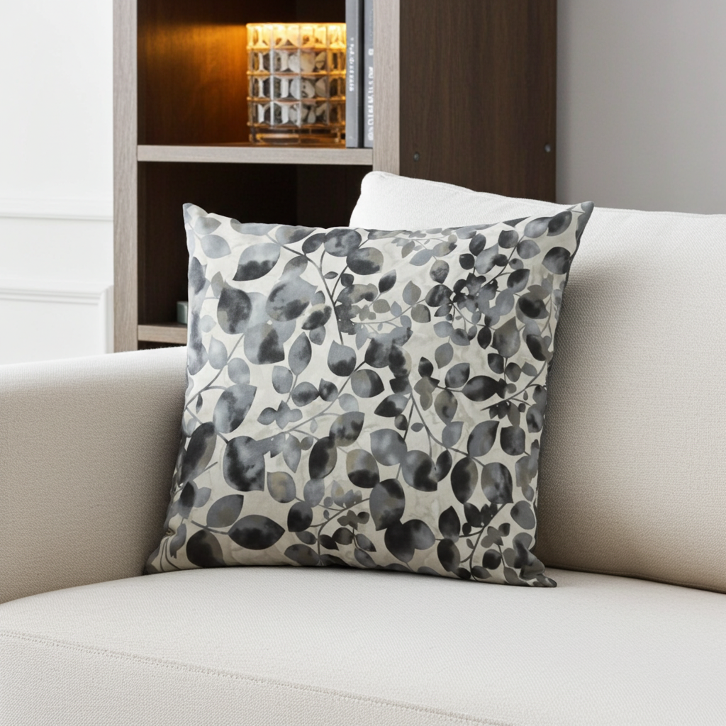 Plutus Black White Midnight Bloom Floral Luxury Throw Pillow