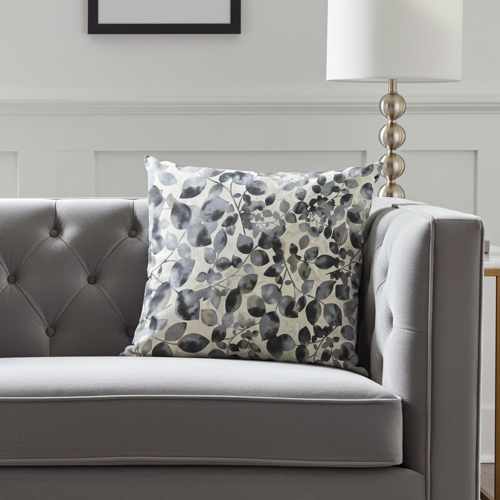 Plutus Black White Midnight Bloom Floral Luxury Throw Pillow