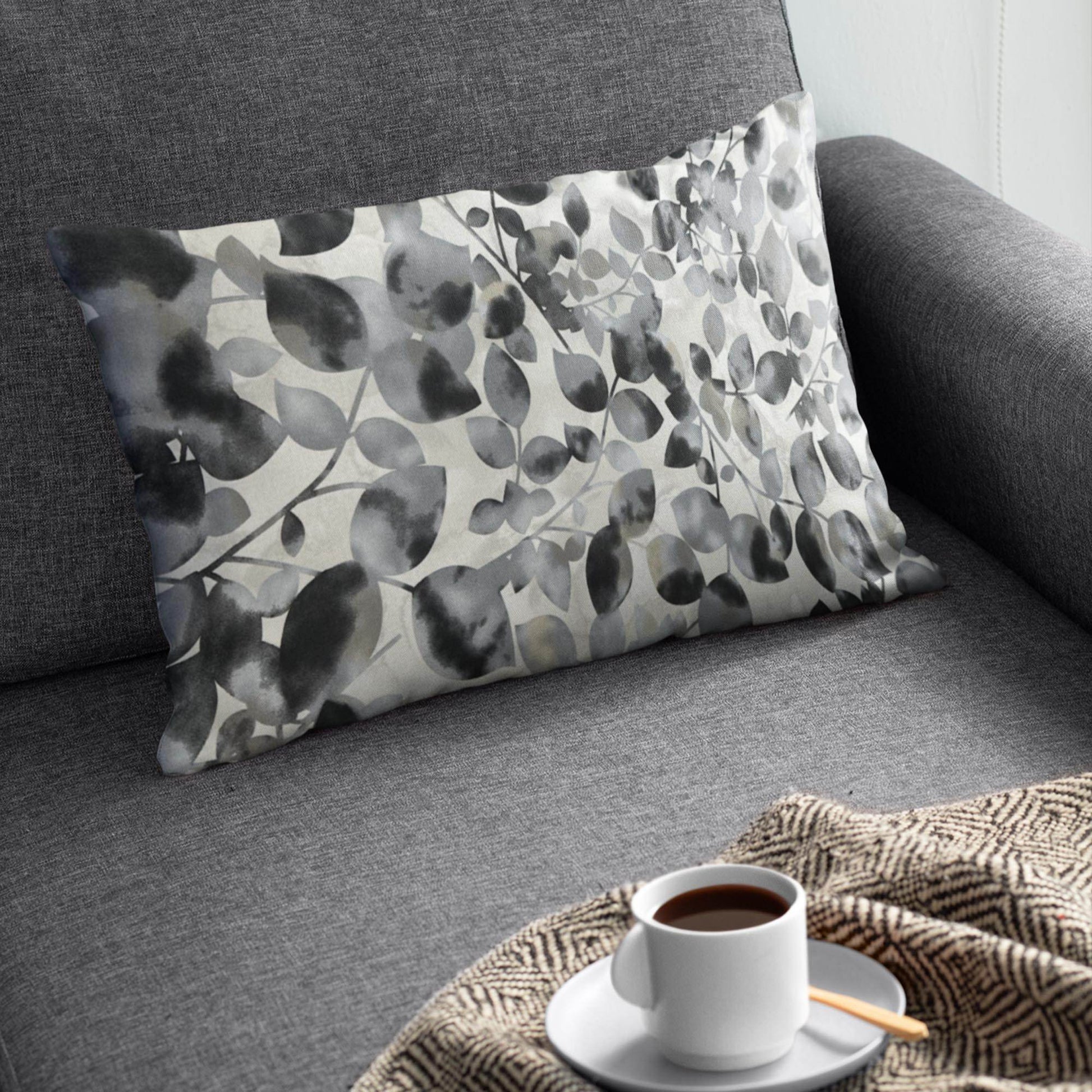 Plutus Black White Midnight Bloom Floral Luxury Throw Pillow - Plutus Brands