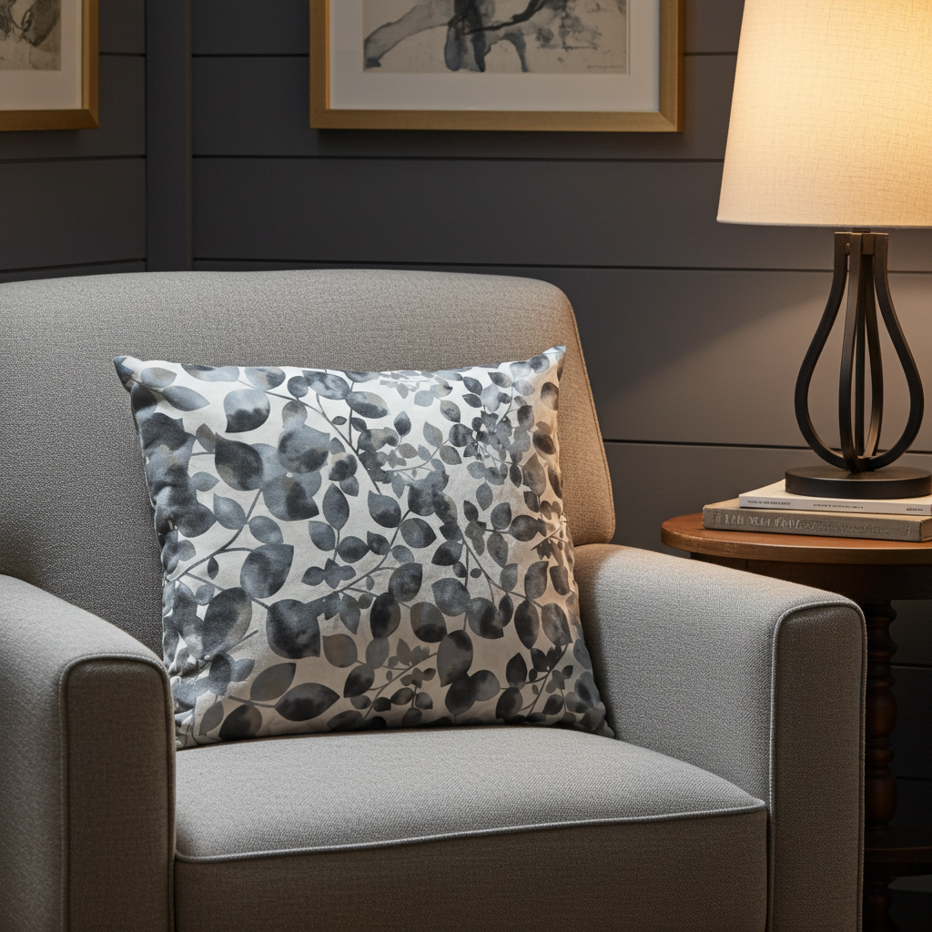 Plutus Black White Midnight Bloom Floral Luxury Throw Pillow