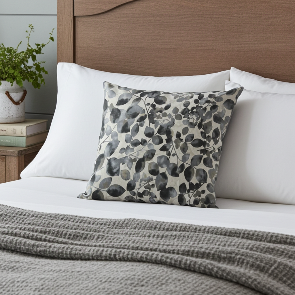 Plutus Black White Midnight Bloom Floral Luxury Throw Pillow