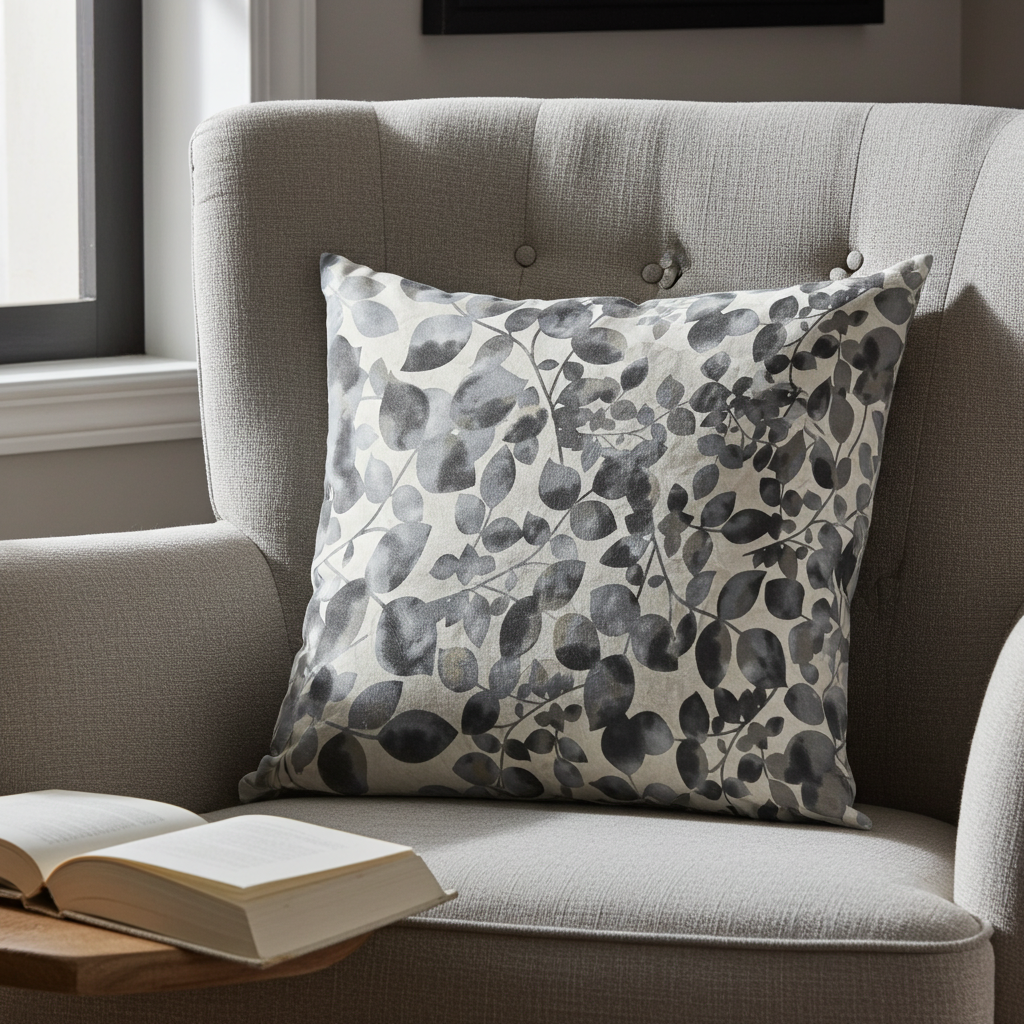 Plutus Black White Midnight Bloom Floral Luxury Throw Pillow