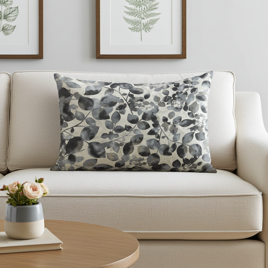 Plutus Black White Midnight Bloom Floral Luxury Throw Pillow