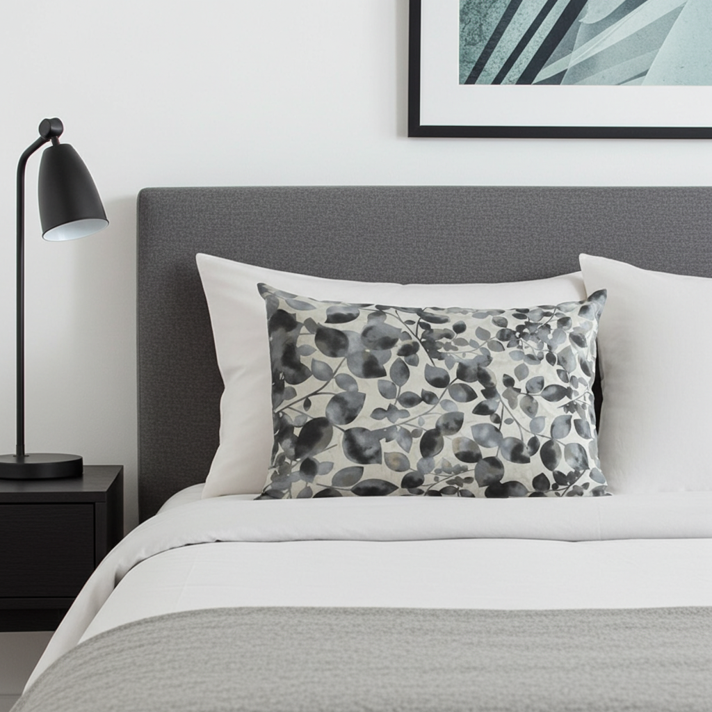 Plutus Black White Midnight Bloom Floral Luxury Throw Pillow