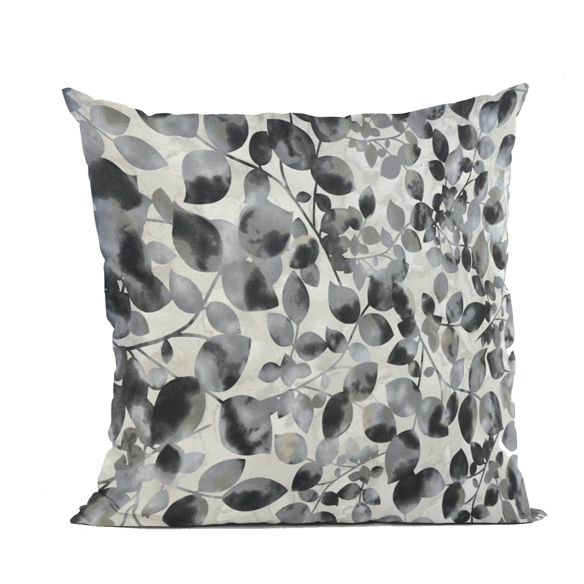Plutus Black White Midnight Bloom Floral Luxury Throw Pillow - Plutus Brands