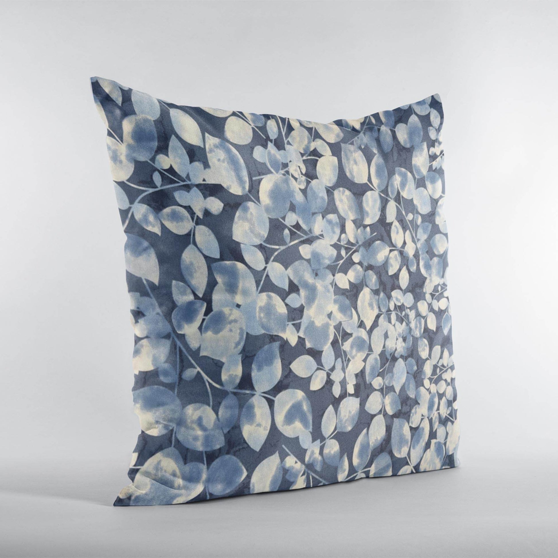 Plutus Blue White Oceanside Blossom Floral Luxury Throw Pillow - Plutus Brands