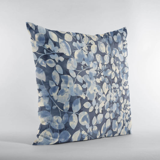 Plutus Blue White Oceanside Blossom Floral Luxury Throw Pillow - Plutus Brands