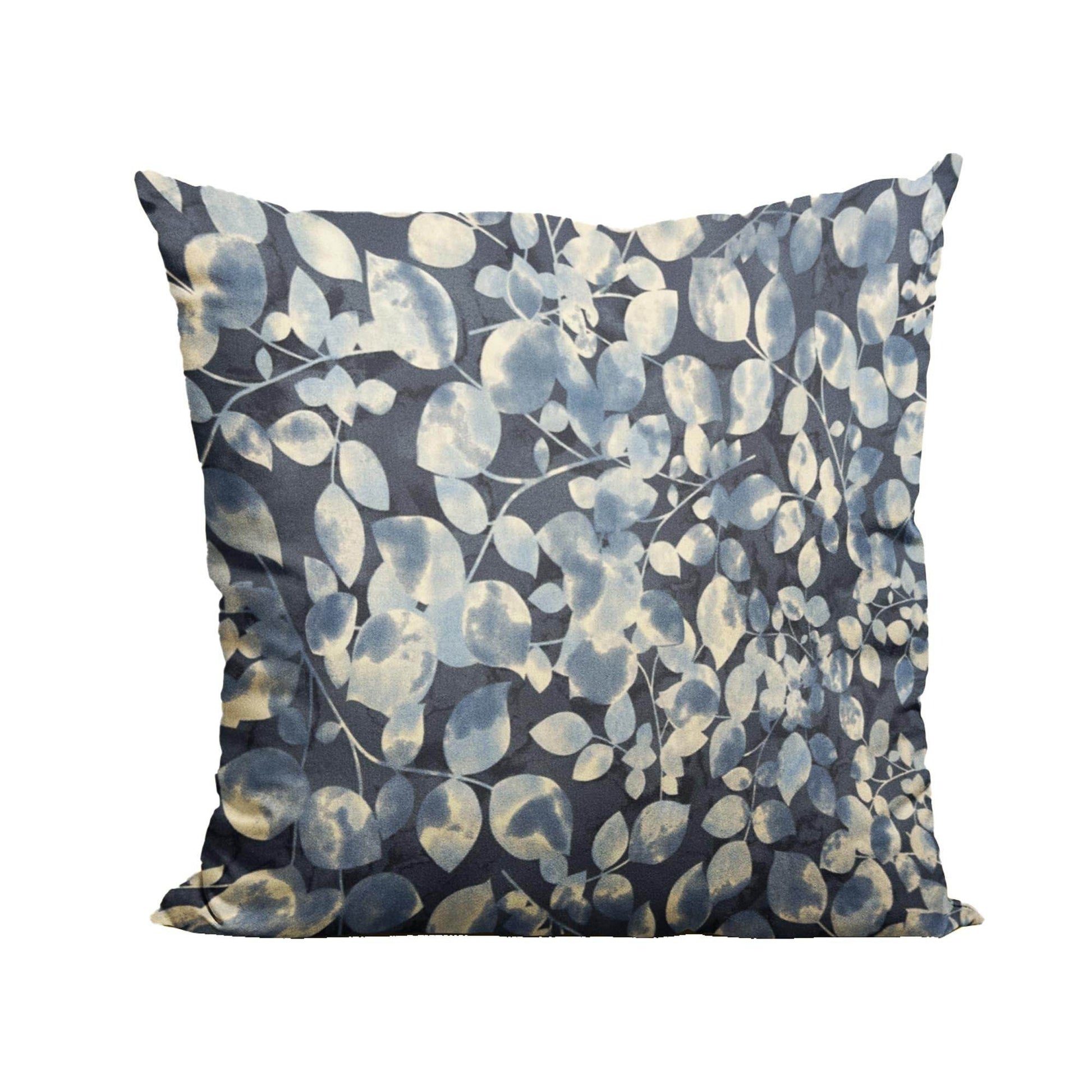 Plutus Blue White Oceanside Blossom Floral Luxury Throw Pillow - Plutus Brands