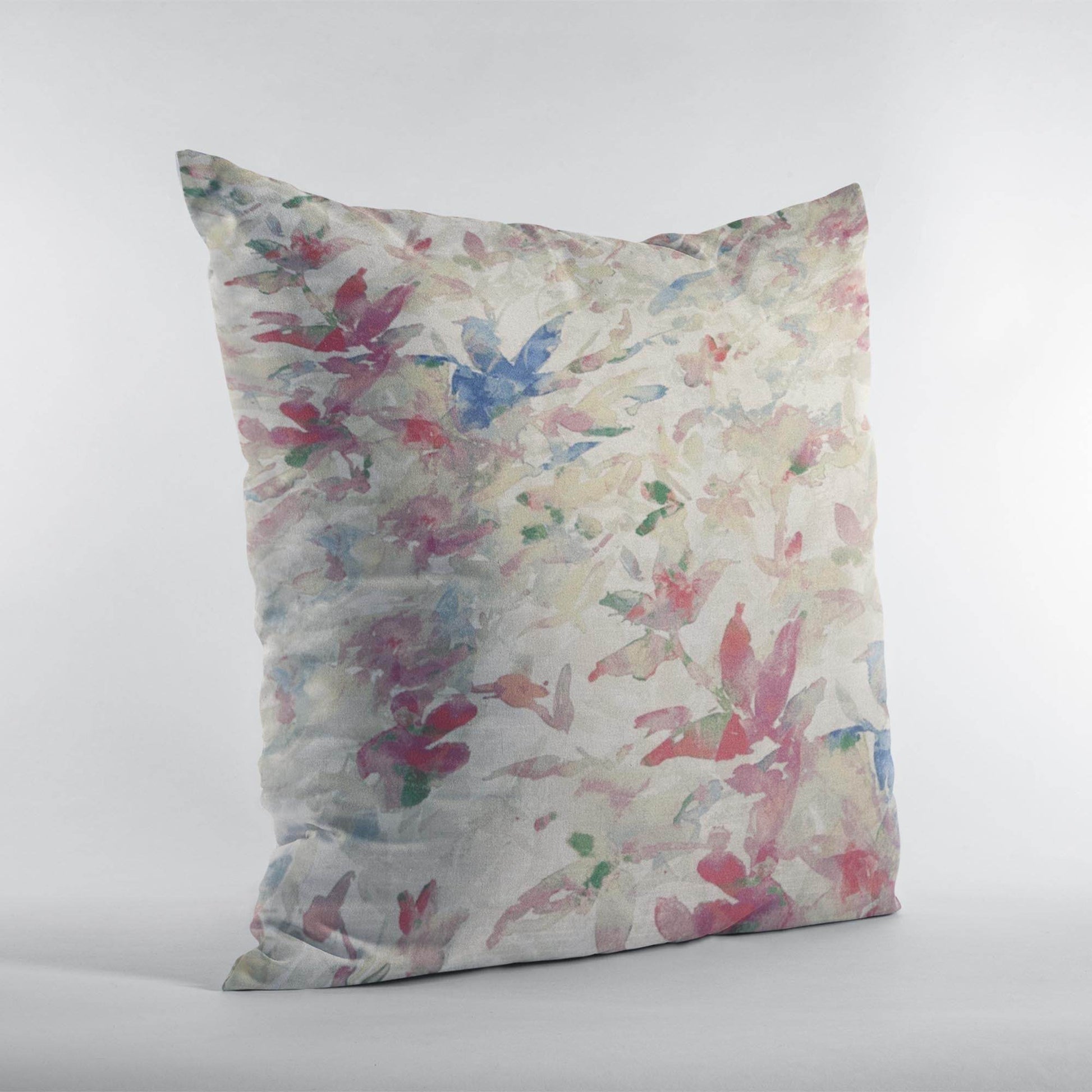 Plutus Beige Red Blue Sunset Garden Floral Luxury Throw Pillow - Plutus Brands