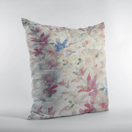 Plutus Beige Red Blue Sunset Garden Floral Luxury Throw Pillow - Plutus Brands