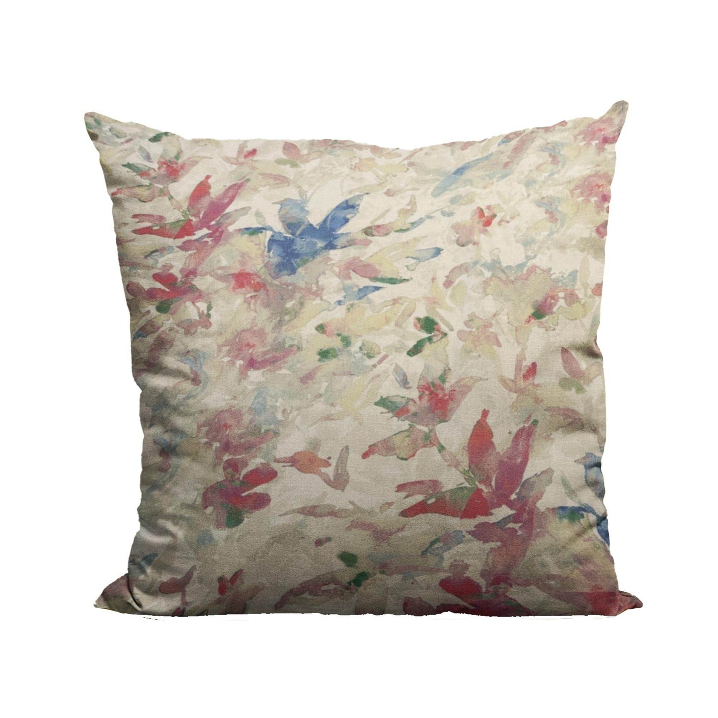 Plutus Beige Red Blue Sunset Garden Floral Luxury Throw Pillow - Plutus Brands