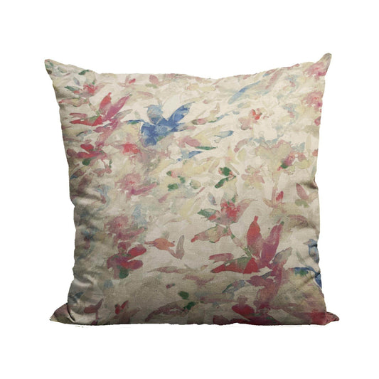 Plutus Beige Red Blue Sunset Garden Floral Luxury Throw Pillow - Plutus Brands