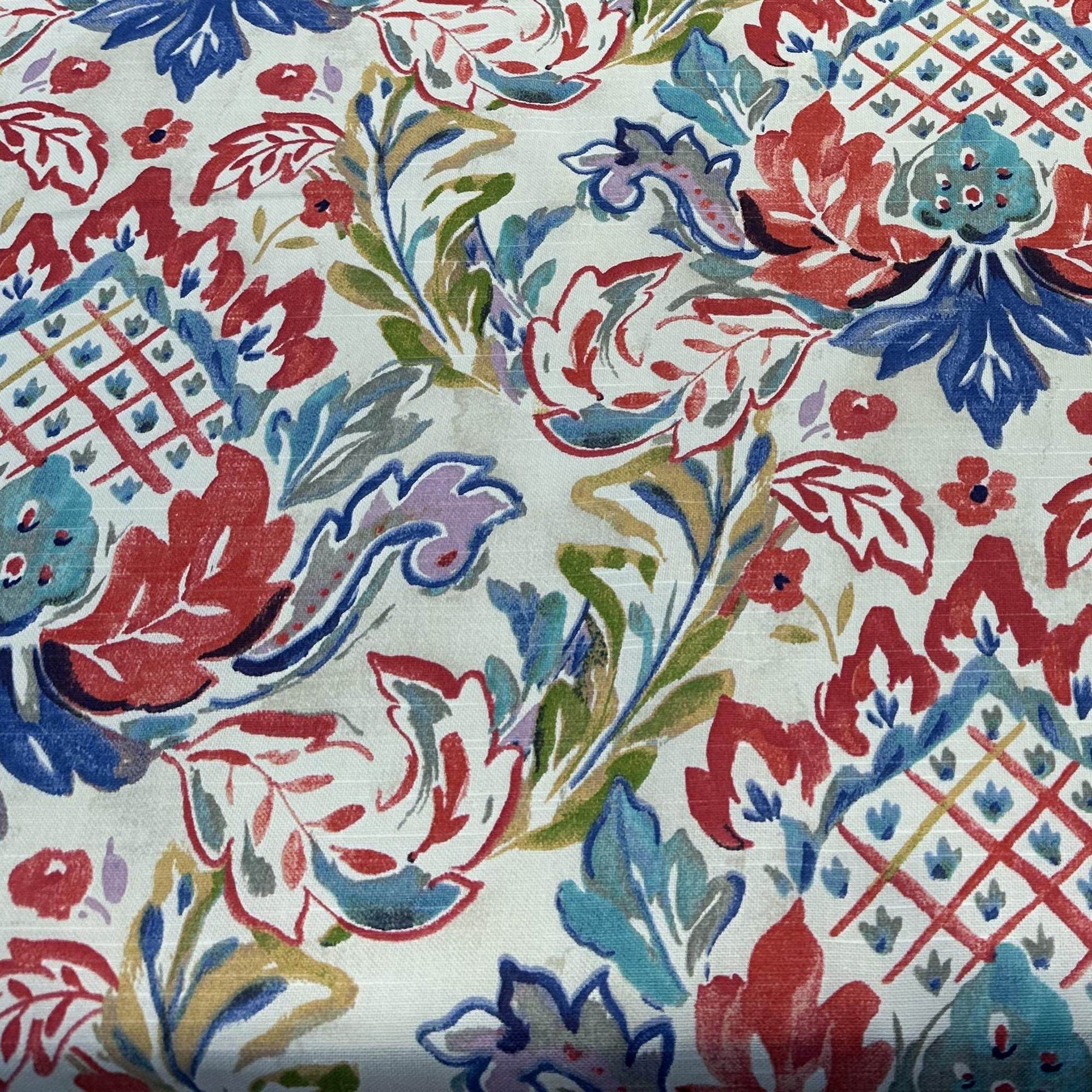 Plutus Beige Red Blue Wildflower Dream Floral Luxury Throw Pillow - Plutus Brands