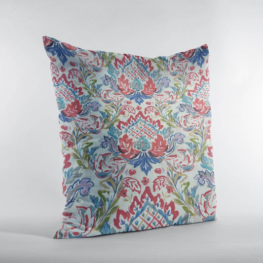 Plutus Beige Red Blue Wildflower Dream Floral Luxury Throw Pillow - Plutus Brands