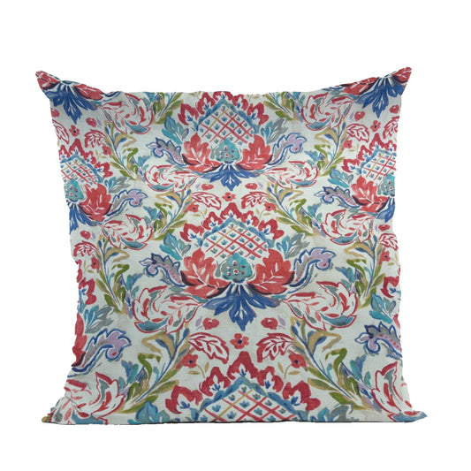 Plutus Beige Red Blue Wildflower Dream Floral Luxury Throw Pillow - Plutus Brands