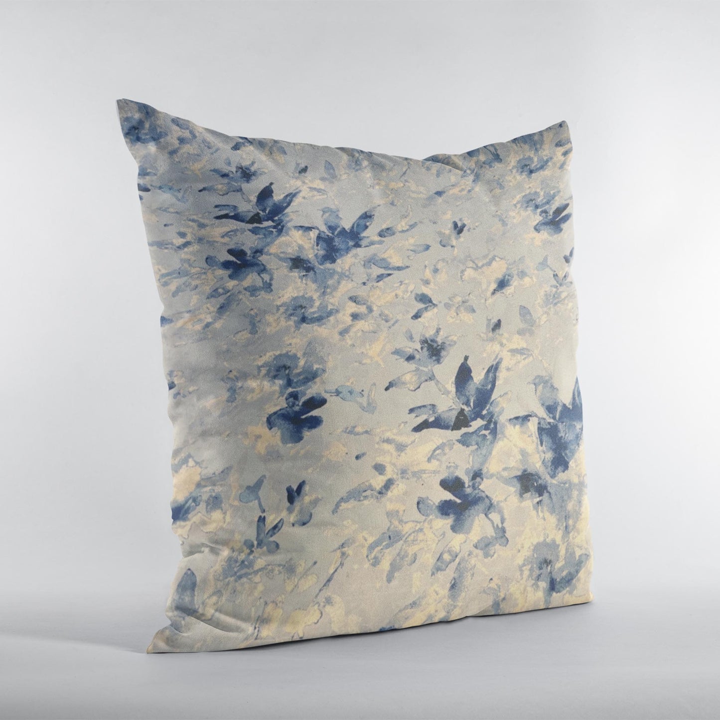 Plutus Blue Beige Coastal Breeze Floral Luxury Throw Pillow