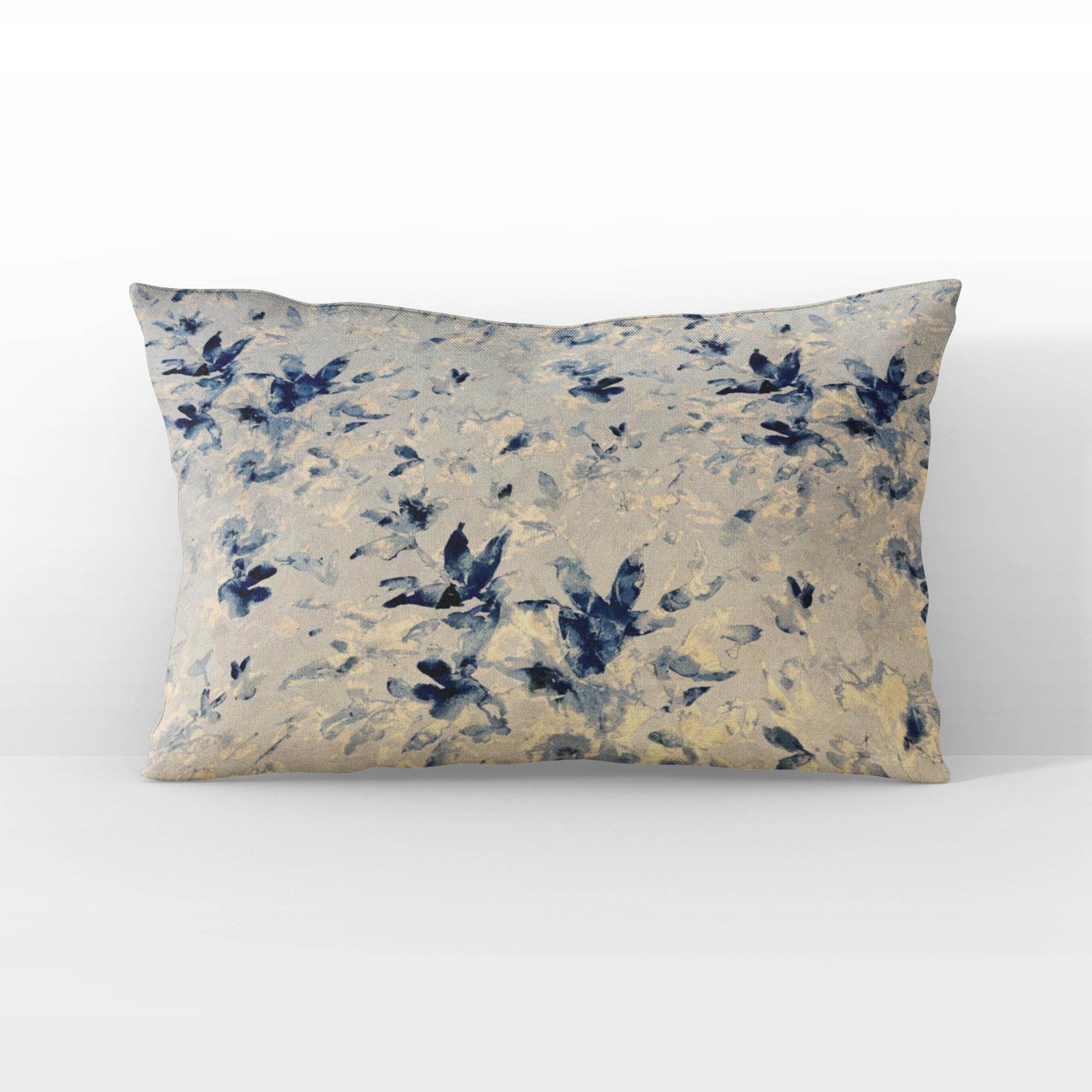 Plutus Blue Beige Coastal Breeze Floral Luxury Throw Pillow - Plutus Brands