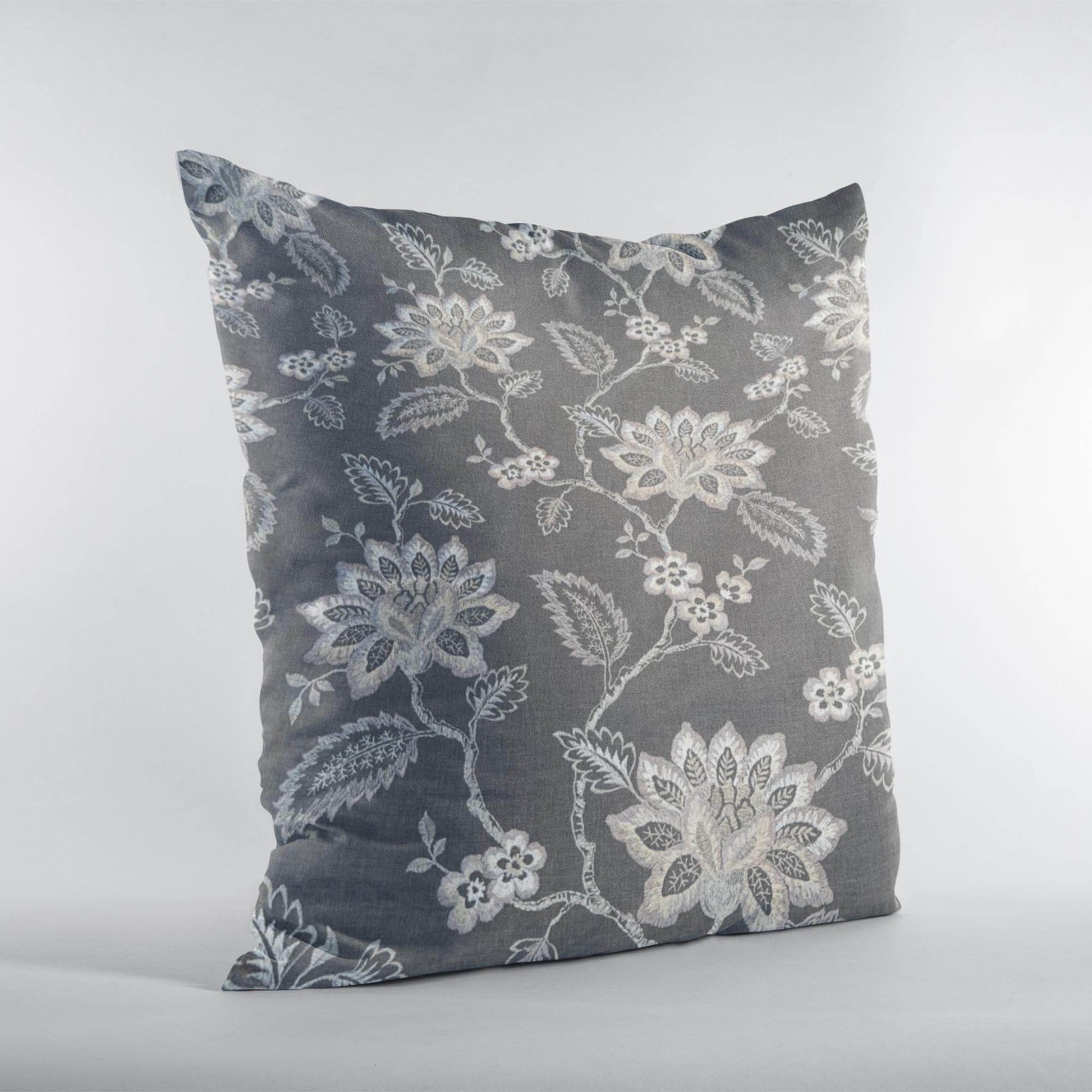 Plutus Gray Beige Whispering Petals Floral Luxury Throw Pillow - Plutus Brands