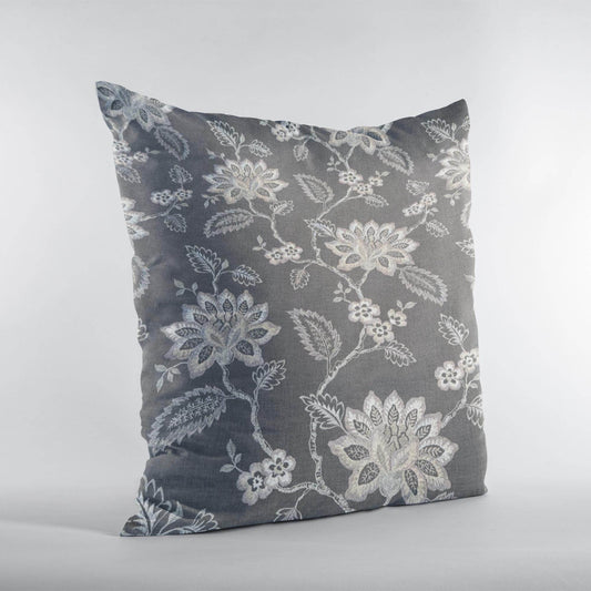 Plutus Gray Beige Whispering Petals Floral Luxury Throw Pillow - Plutus Brands