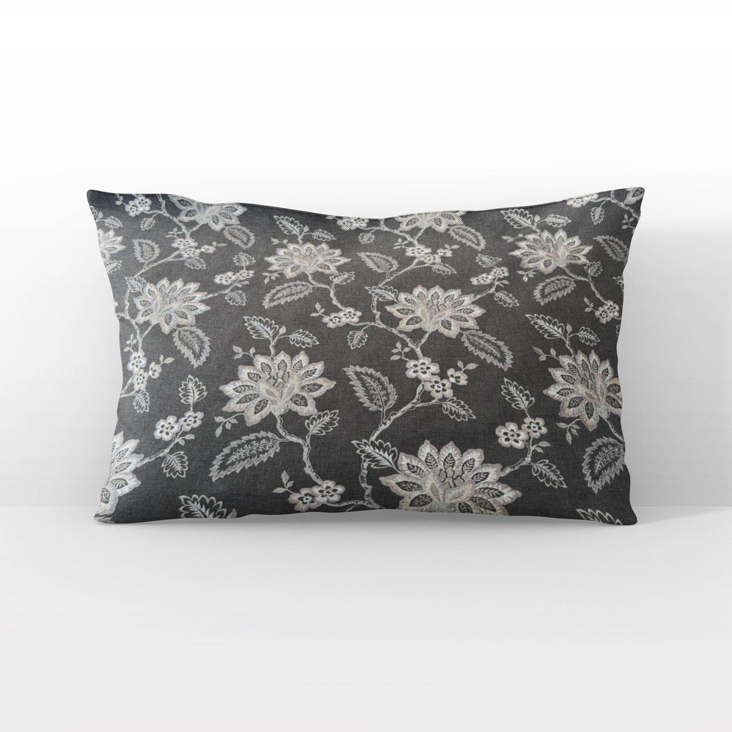 Plutus Gray Beige Whispering Petals Floral Luxury Throw Pillow - Plutus Brands