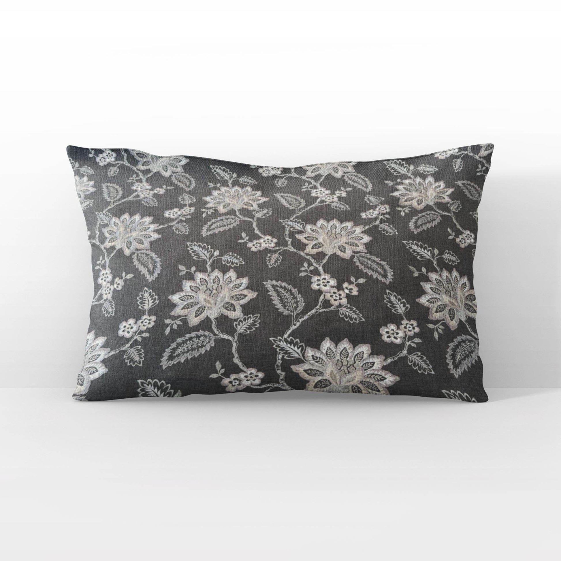 Plutus Gray Beige Whispering Petals Floral Luxury Throw Pillow - Plutus Brands
