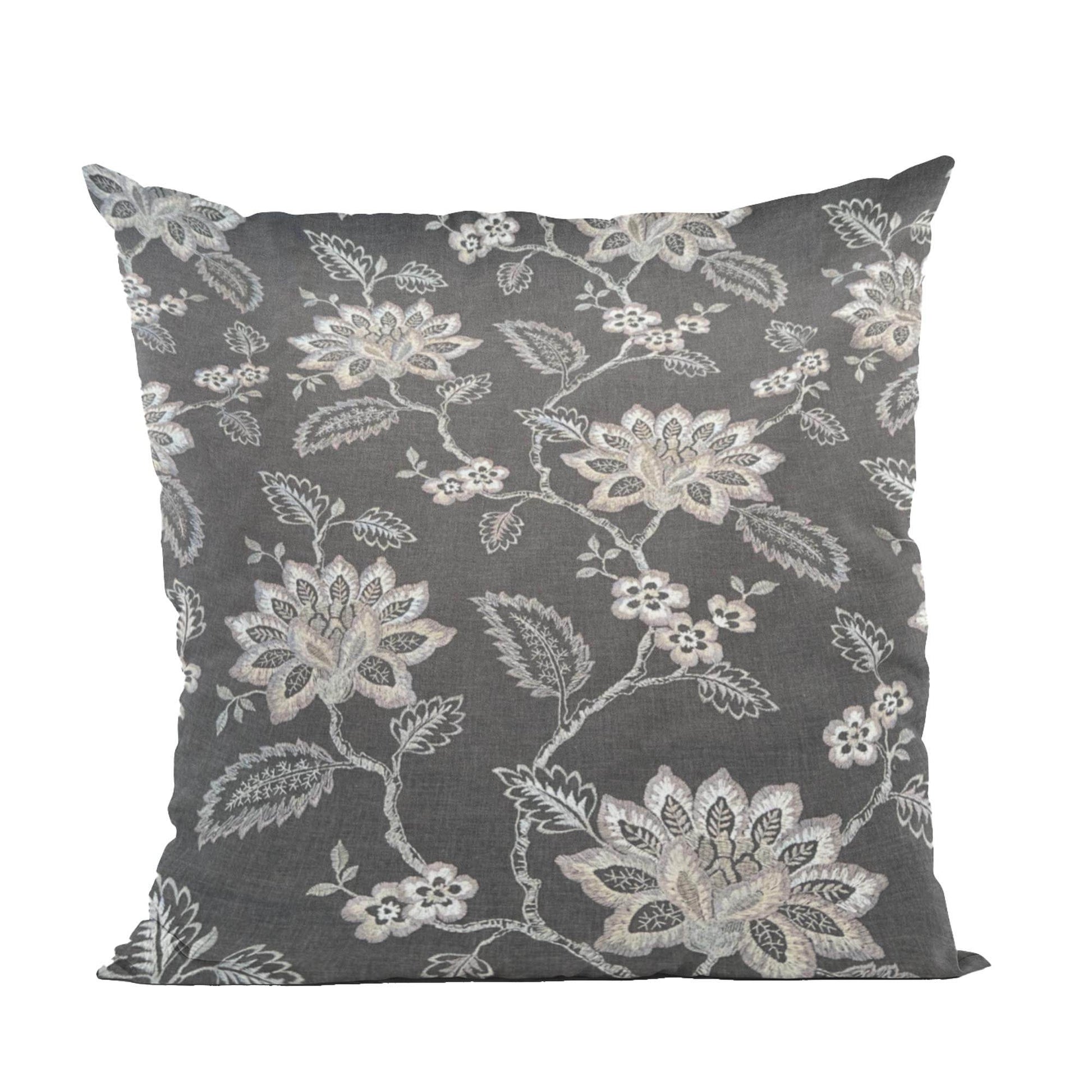 Plutus Gray Beige Whispering Petals Floral Luxury Throw Pillow - Plutus Brands