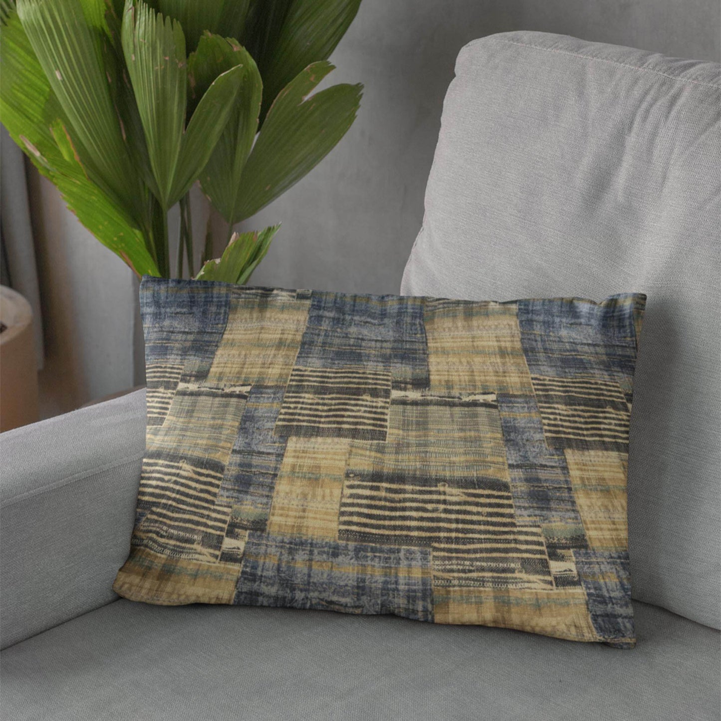 Plutus Green Blue Tranquil Mosaic Plaid Luxury Throw Pillow - Plutus Brands