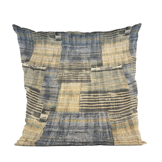Plutus Green Blue Tranquil Mosaic Plaid Luxury Throw Pillow - Plutus Brands