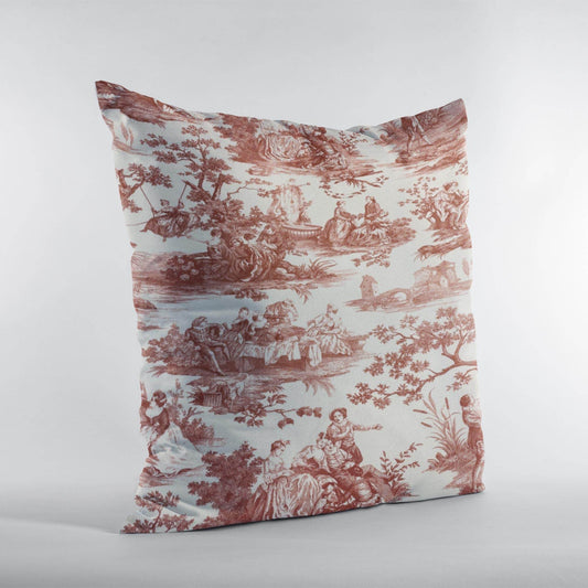 Plutus Red Beige Heritage Haven Picture Luxury Throw Pillow - Plutus Brands