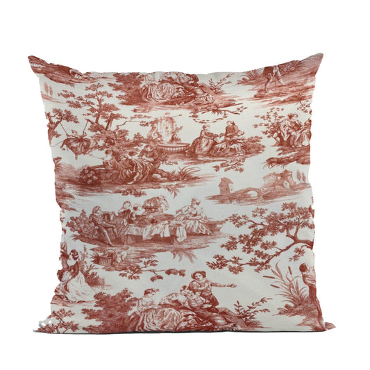 Plutus Red Beige Heritage Haven Picture Luxury Throw Pillow - Plutus Brands