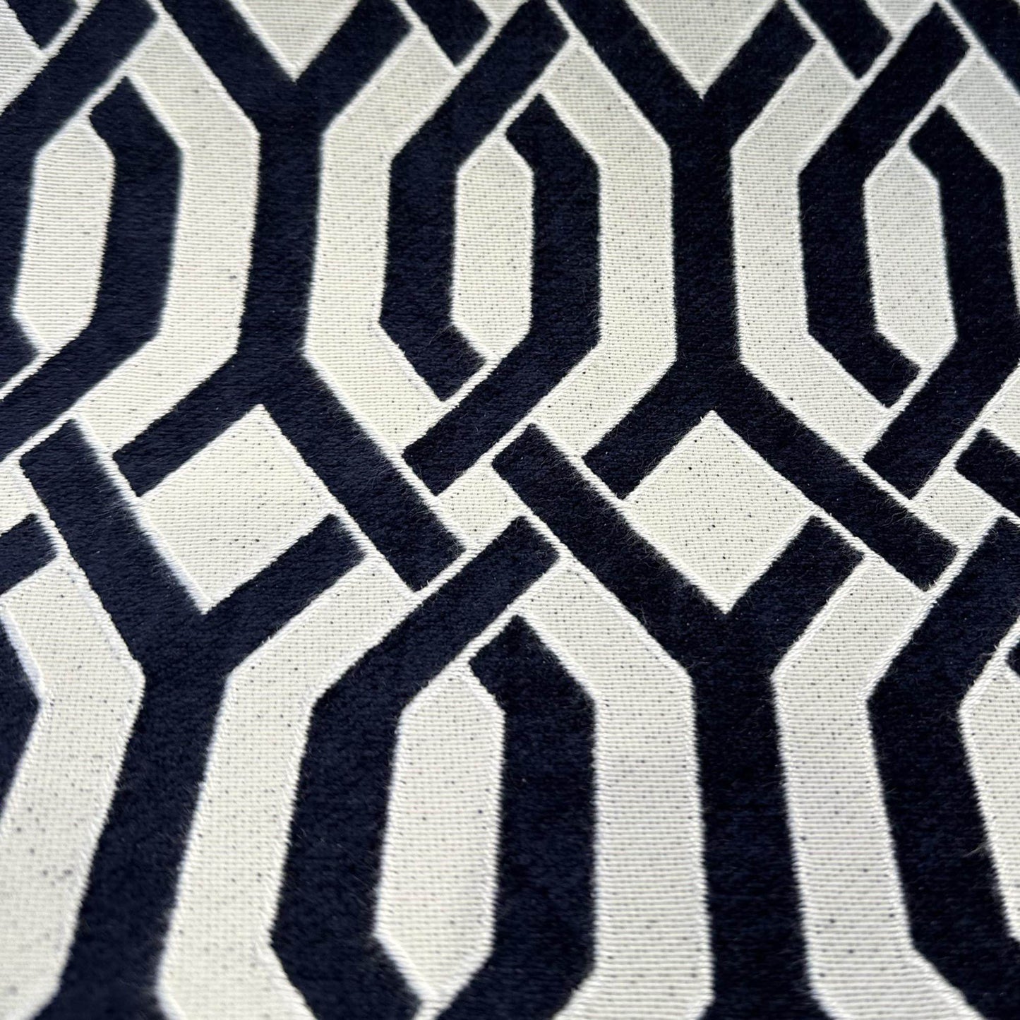 Plutus Navy Beige Opulent Trellis Imperial Trellis Luxury Throw Pillow - Plutus Brands
