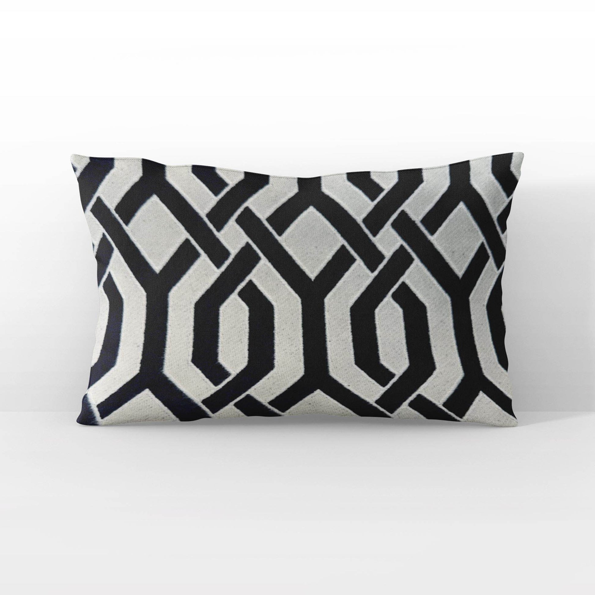 Plutus Navy Beige Opulent Trellis Imperial Trellis Luxury Throw Pillow - Plutus Brands