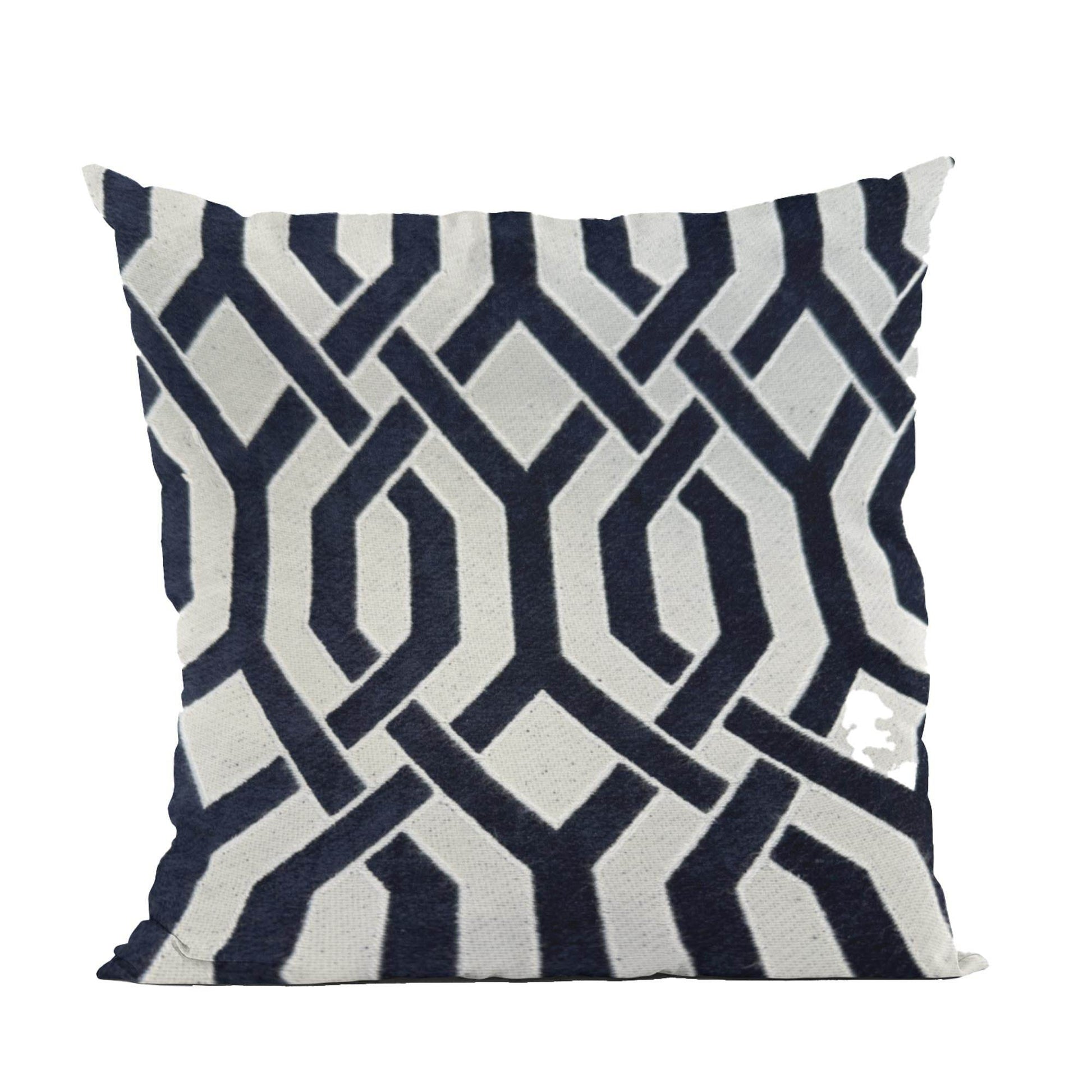 Plutus Navy Beige Opulent Trellis Imperial Trellis Luxury Throw Pillow - Plutus Brands