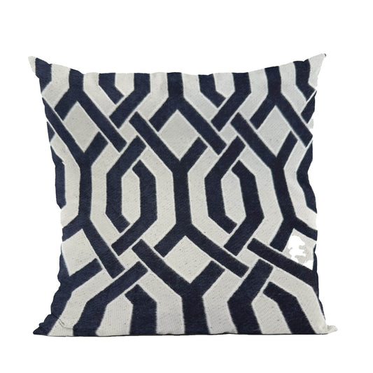 Plutus Navy Beige Opulent Trellis Imperial Trellis Luxury Throw Pillow - Plutus Brands