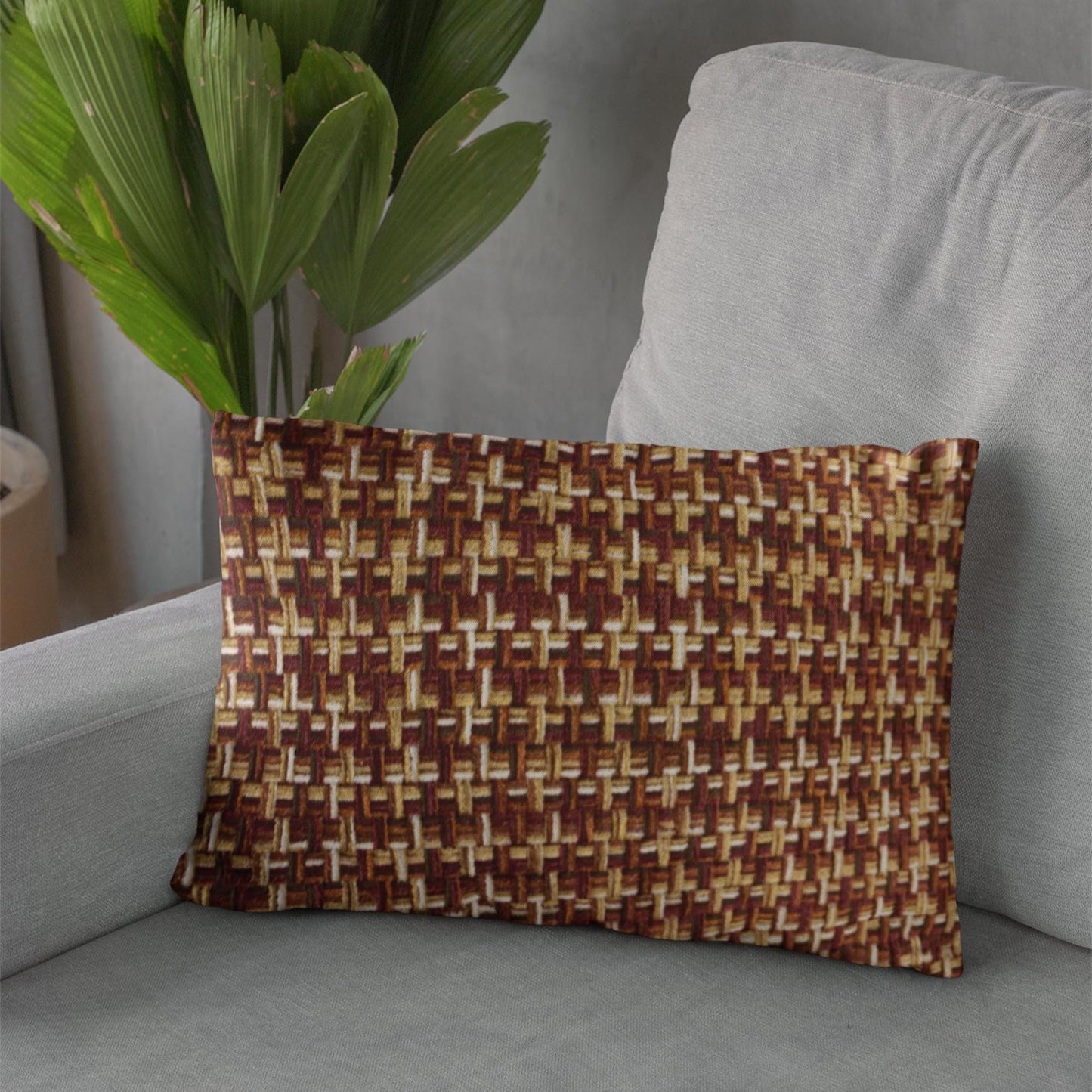 Plutus Brown Beige Earthy Houndstooth Houndstooth Luxury Throw Pillow