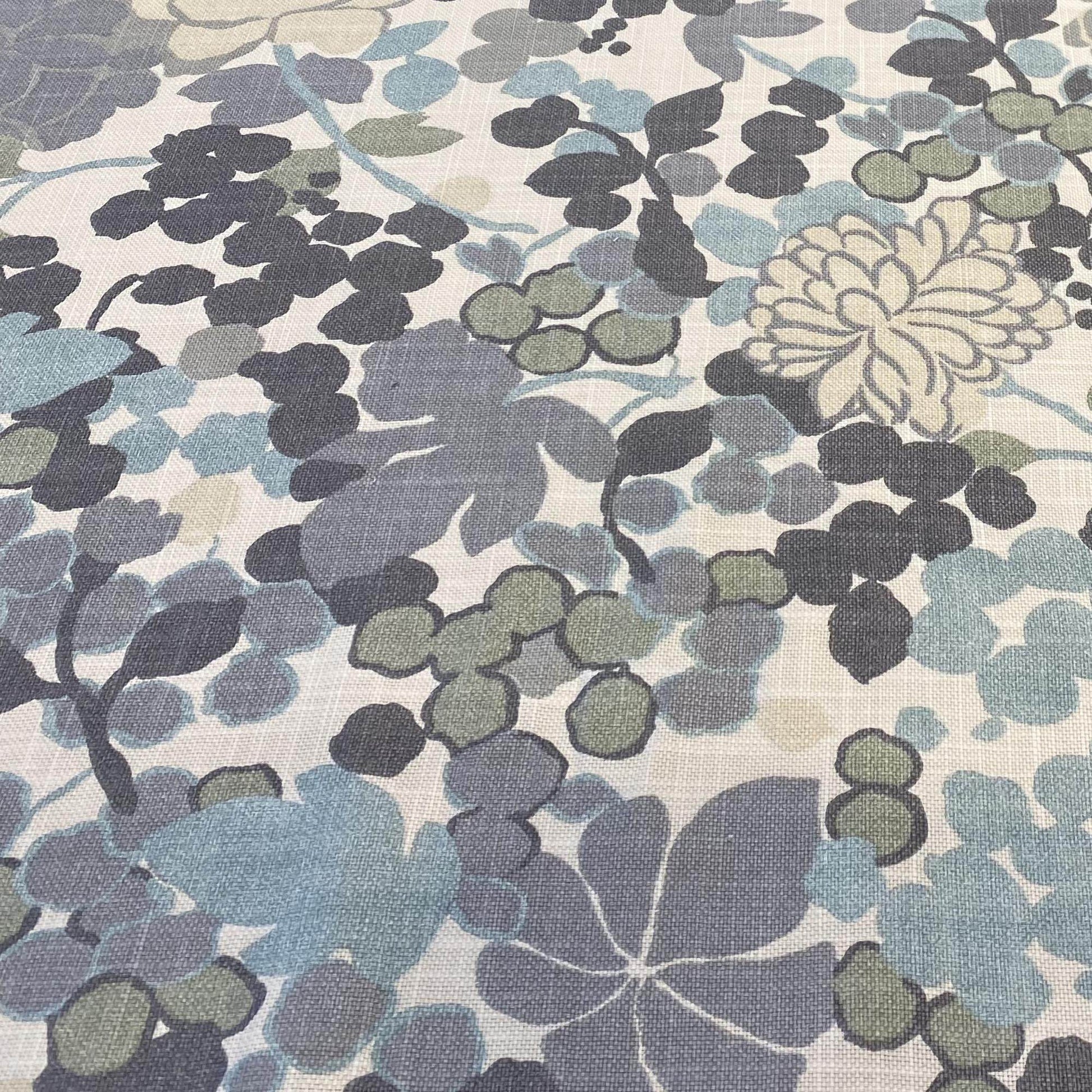 Plutus Blue Beige Gray Serene Blooms Floral Luxury Throw Pillow - Plutus Brands
