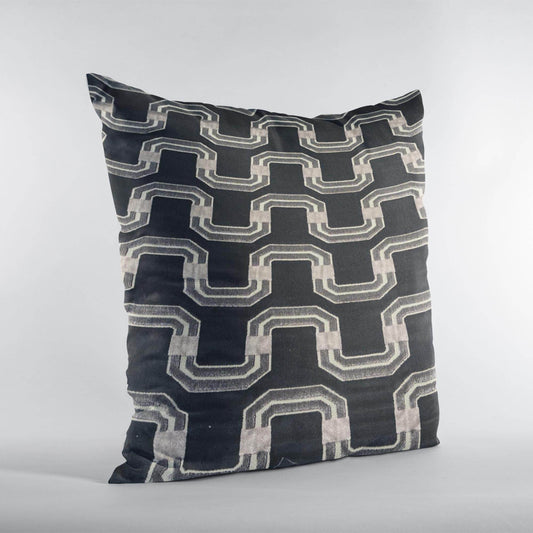 Plutus Black Beige Timeless Twist Chevron Luxury Throw Pillow - Plutus Brands