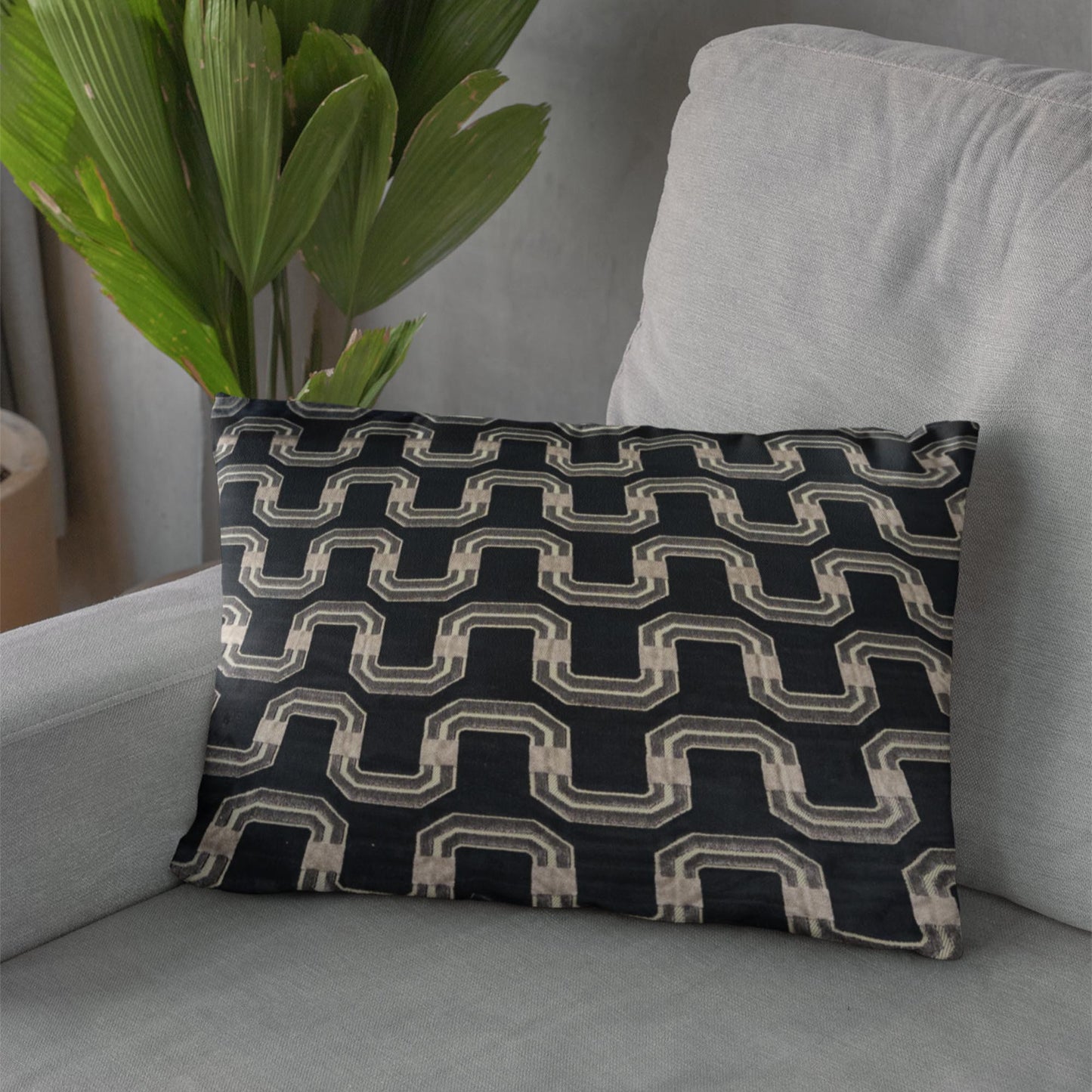 Plutus Black Beige Timeless Twist Chevron Luxury Throw Pillow