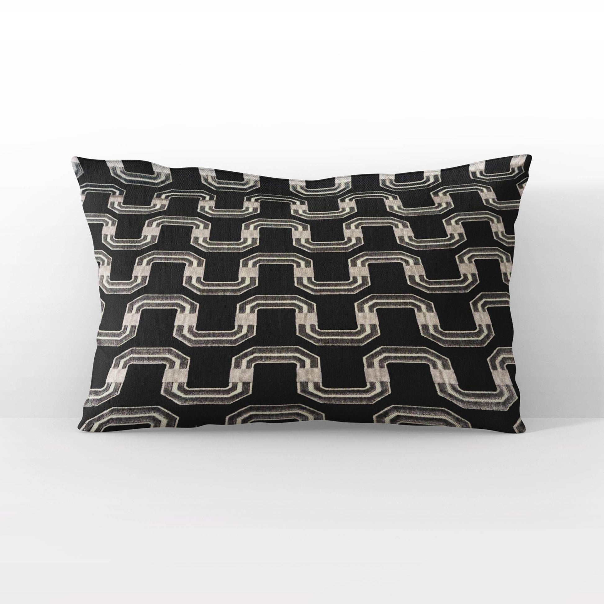 Plutus Black Beige Timeless Twist Chevron Luxury Throw Pillow - Plutus Brands