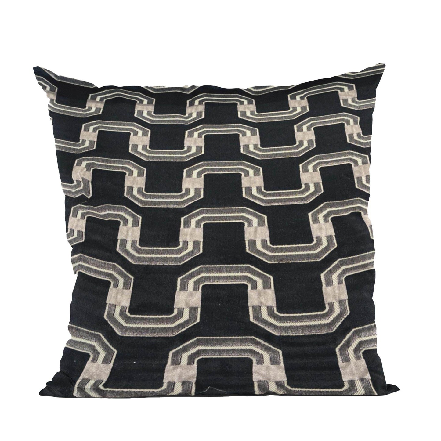 Plutus Black Beige Timeless Twist Chevron Luxury Throw Pillow - Plutus Brands