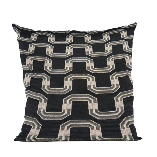 Plutus Black Beige Timeless Twist Chevron Luxury Throw Pillow - Plutus Brands