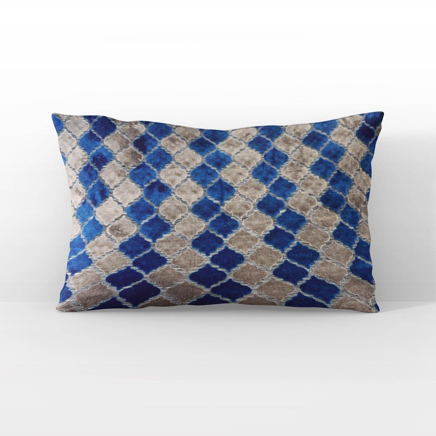 Plutus Blue Gray Azure Mosaic Tiles Luxury Throw Pillow - Plutus Brands