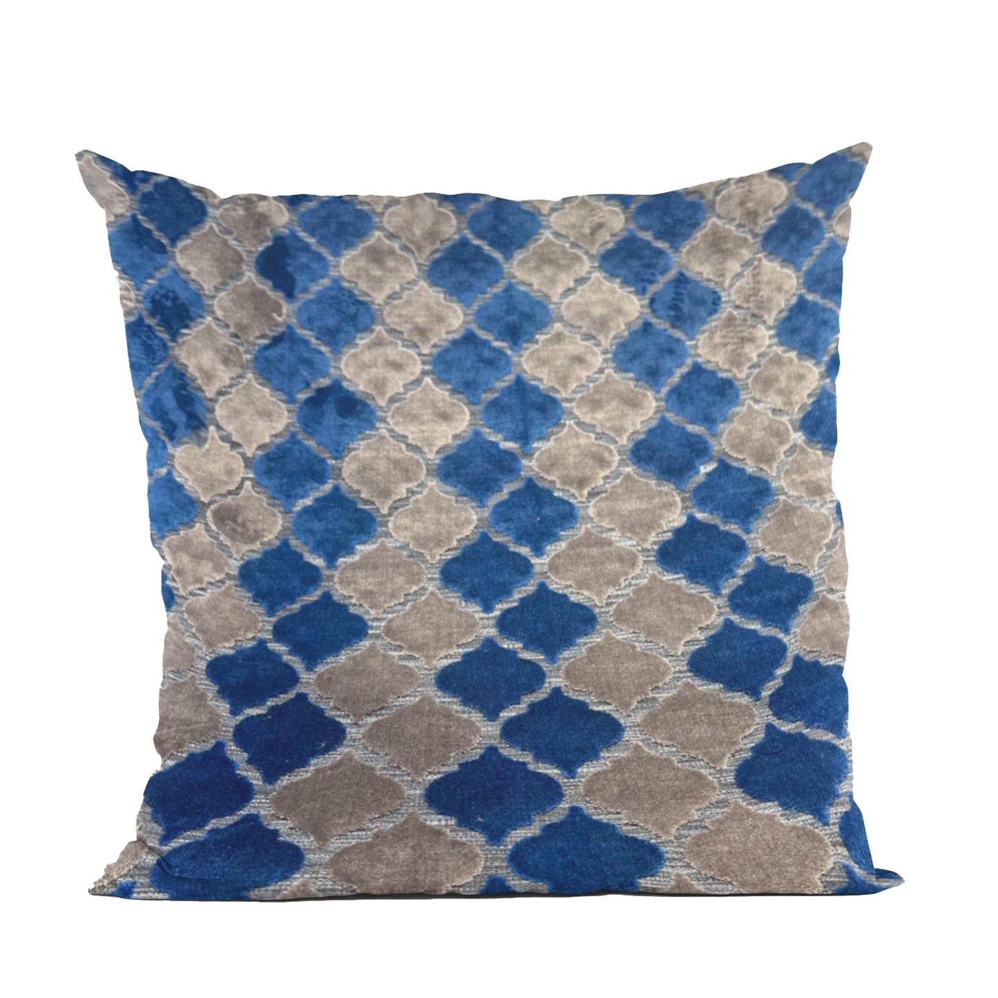 Plutus Blue Gray Azure Mosaic Tiles Luxury Throw Pillow - Plutus Brands
