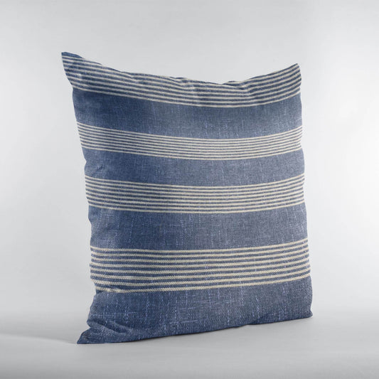 Plutus Blue Beige Skyline Stripes Stripe Luxury Throw Pillow - Plutus Brands