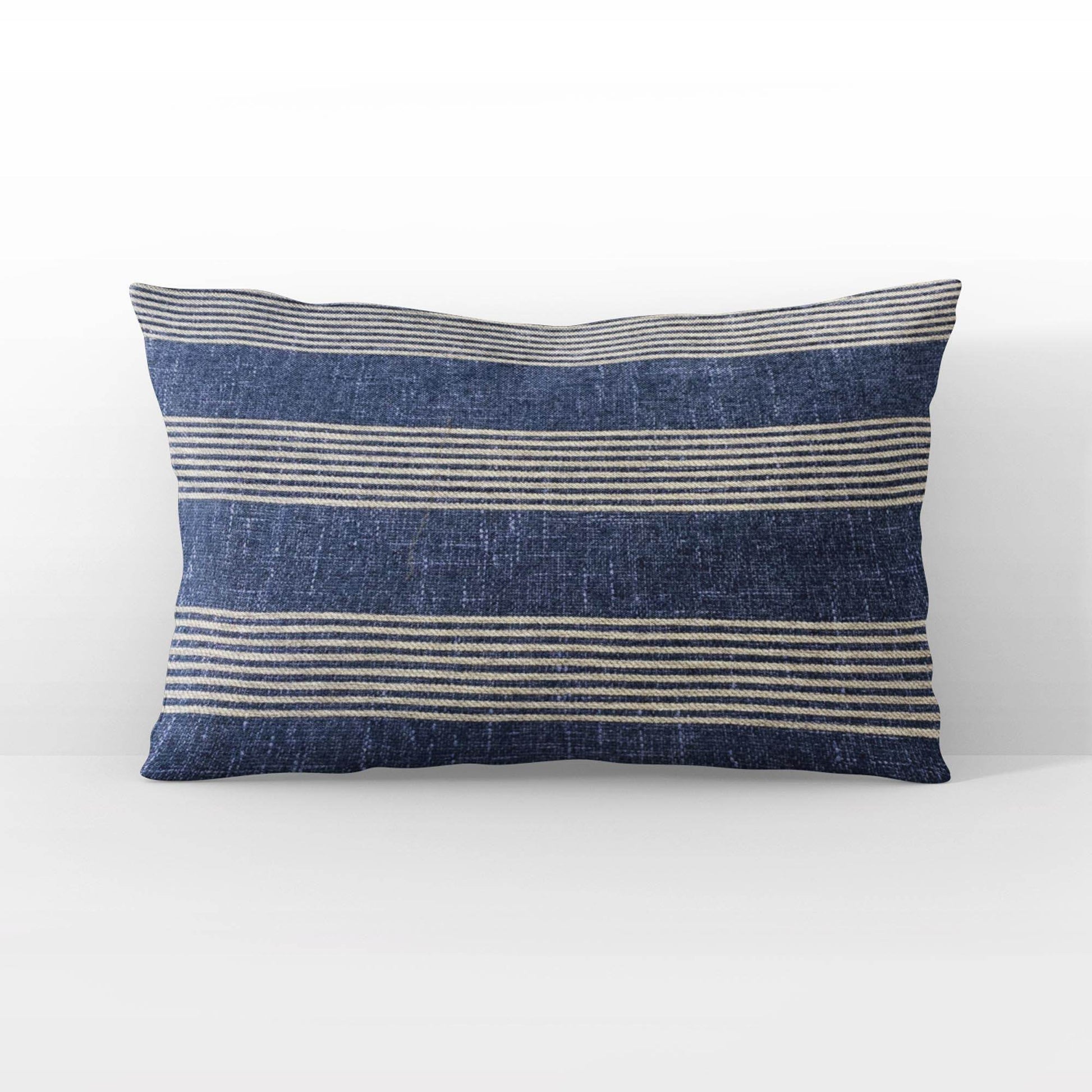 Plutus Blue Beige Skyline Stripes Stripe Luxury Throw Pillow - Plutus Brands