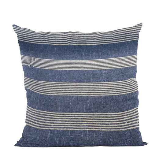 Plutus Blue Beige Skyline Stripes Stripe Luxury Throw Pillow - Plutus Brands