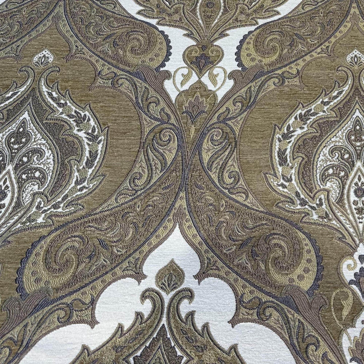 Plutus Brown Beige Noble Curves Paisley Luxury Throw Pillow - Plutus Brands