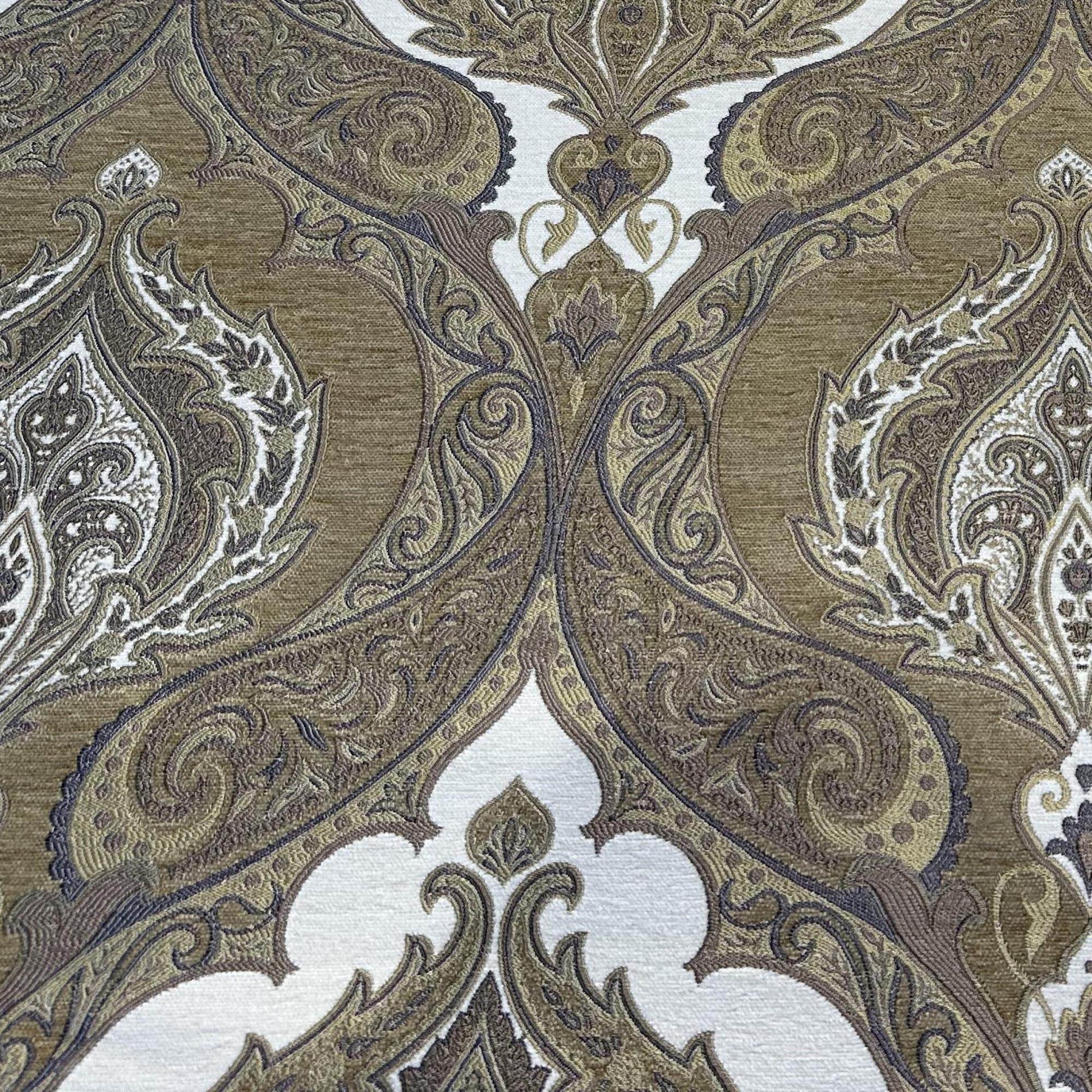 Plutus Brown Beige Noble Curves Paisley Luxury Throw Pillow - Plutus Brands